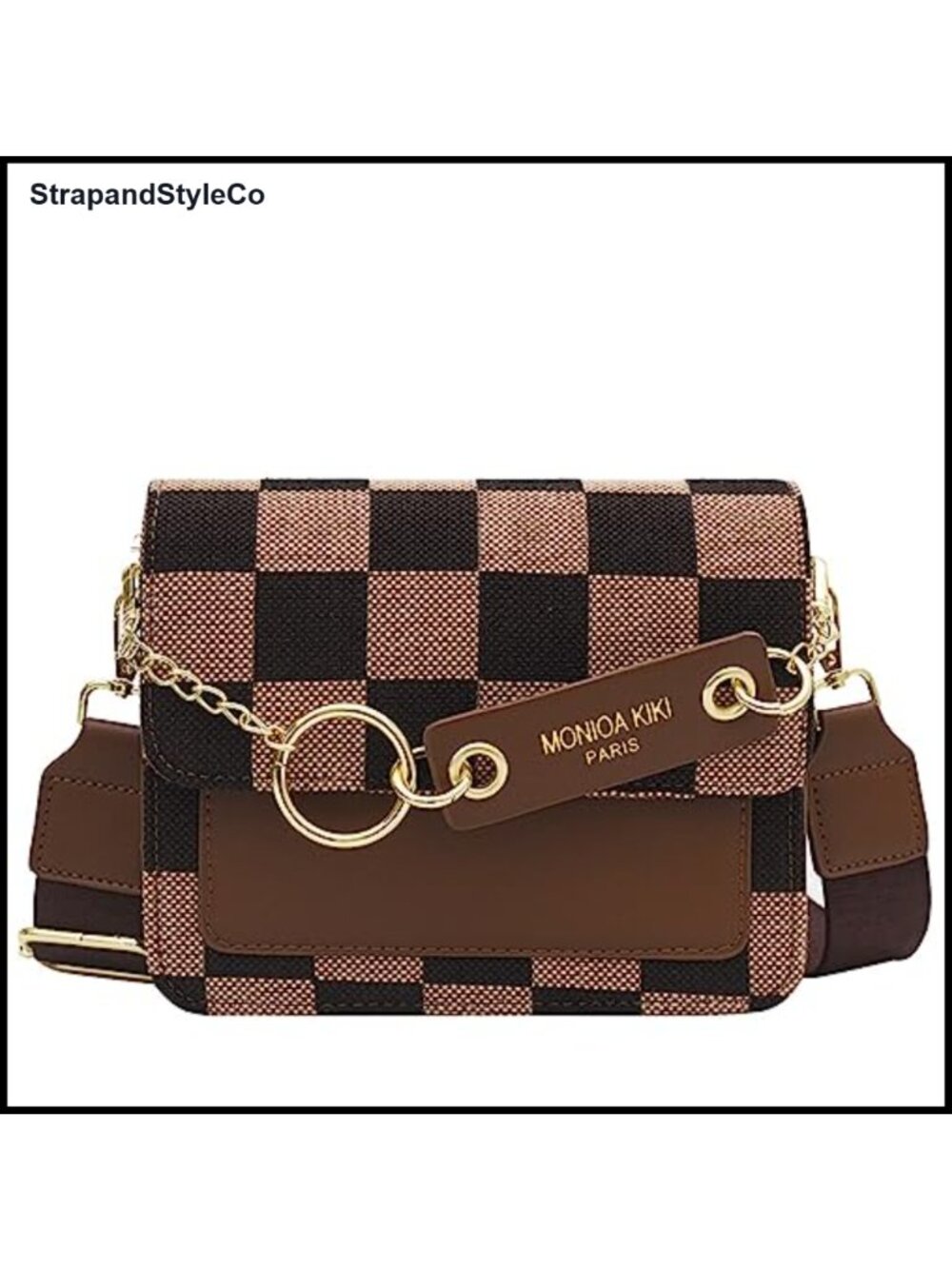 Checkered Crossbody Bag Leather Checkerboard Shoulder Handbag Plaid Clutch